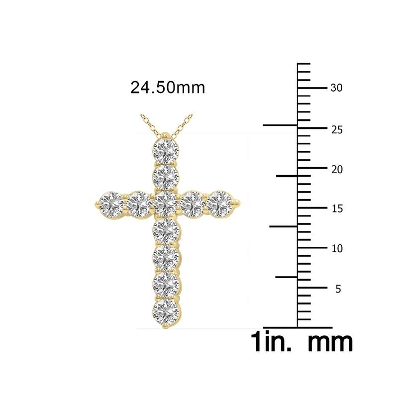 Marquee 1 Carat TW Lab Grown Diamond Religious Cross Pendant in 14K Yellow Gold