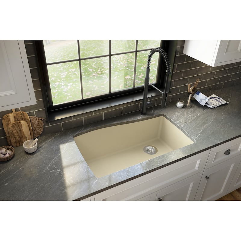 Karran Undermount Quartz Composite 33 in. Single Bowl Kitchen Sink with Accessories