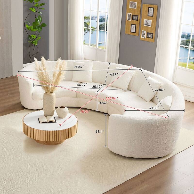Curved Cloud Sofa, Upholstered Comfy Sofa with Pillows for Living Room