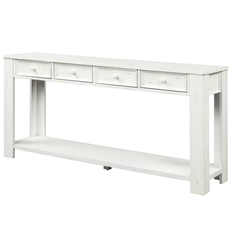 Console Table with Storage Drawers and Bottom Shelf