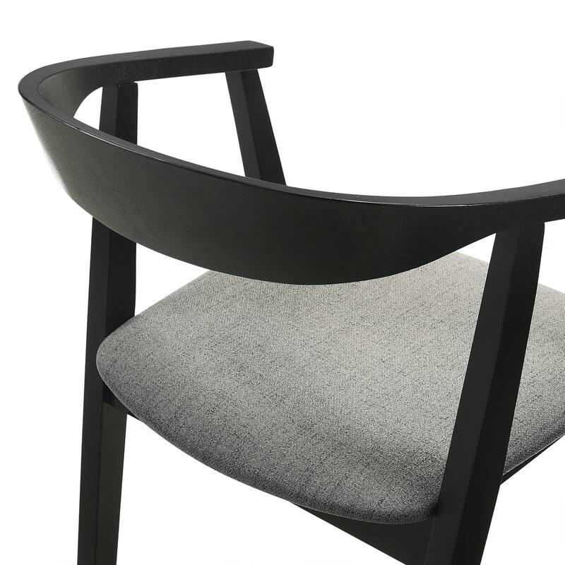 Alana Dining Chair Set of 2, Black Wood Frame, Charcoal Gray Fabric