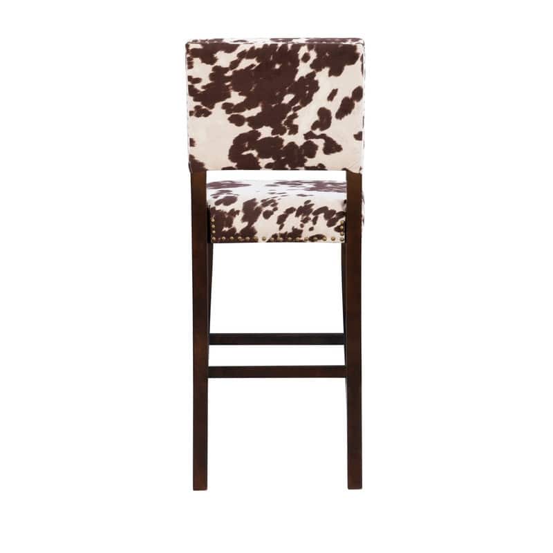 Holcombe Stationary Bar Stool Cattle Print Upholstery
