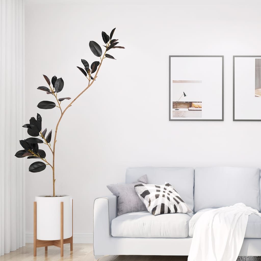 GDFStudio - Lysandra 6.9ft Artificial Rubber Tree with Real-Touch Leaves and Modular UV-Resistant Branches