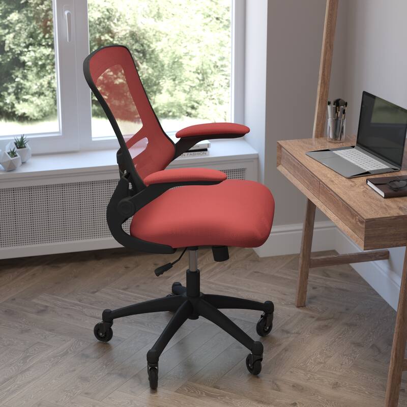 Ergonomic Swivel Task Chair with Roller Wheels & Flip Up Arms
