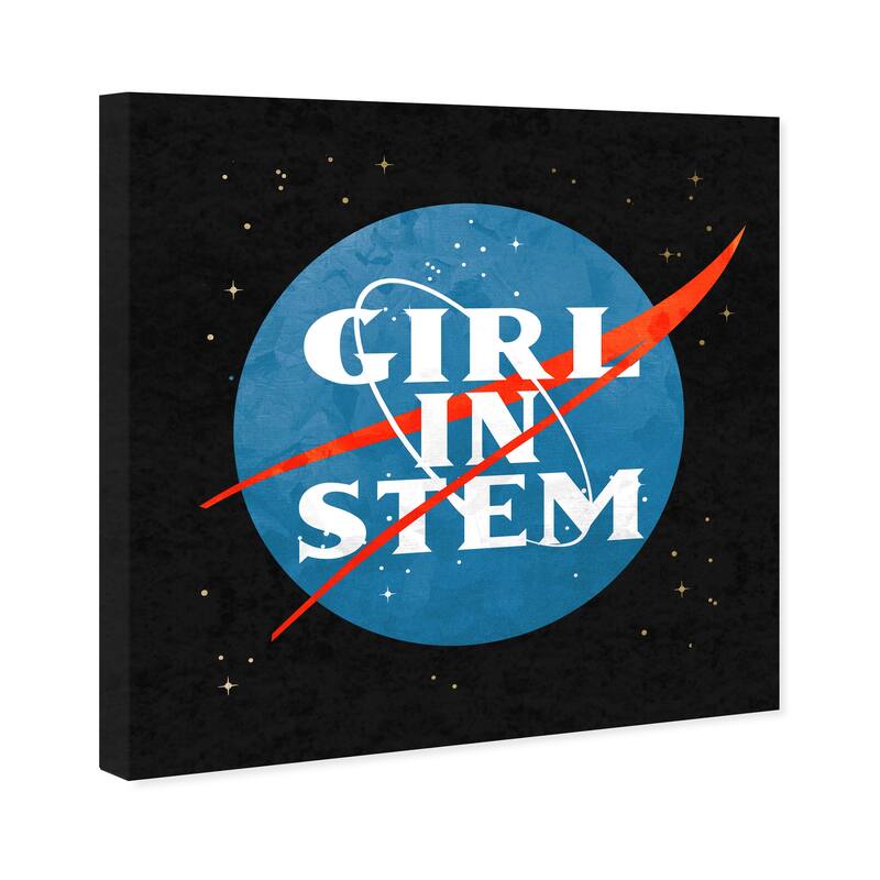 Wynwood Studio Prints Typography and Quotes Girl in Stem Logo Blue and Light Blue Modern & Contemporary Wall Art Canvas Print