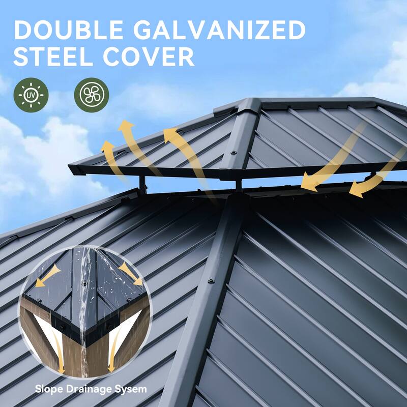 Aoxun Double Roof Outdoor Wood Gazebo