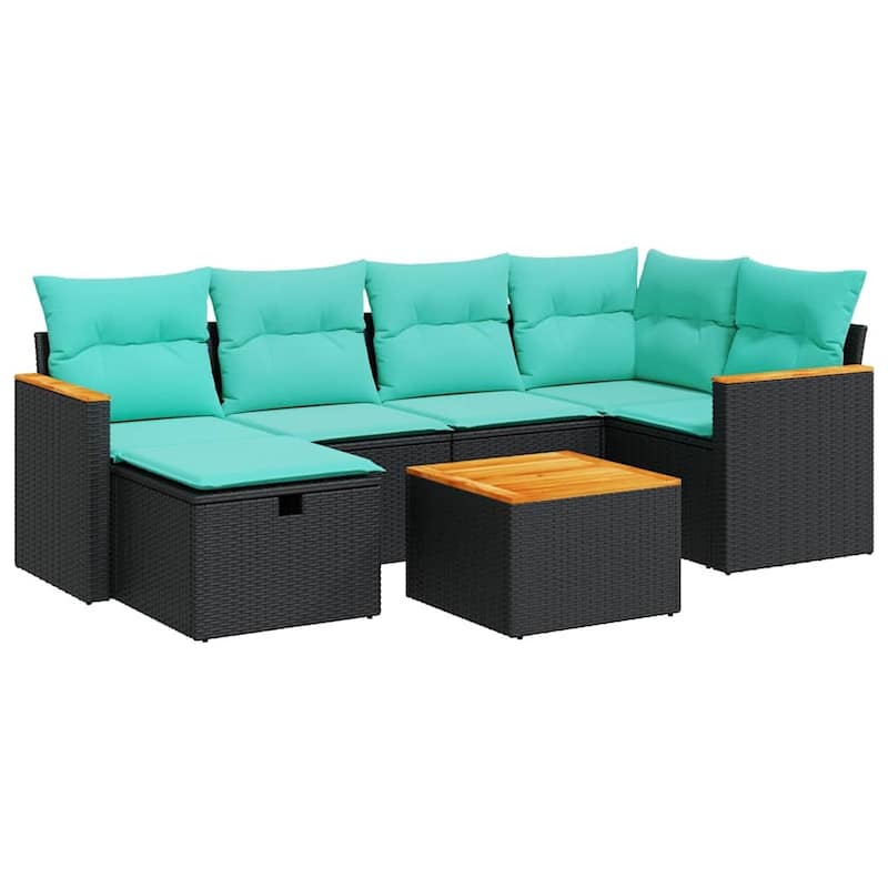 vidaXL Patio Sofa Set with Cushions Outdoor Conversation Furniture Poly Rattan