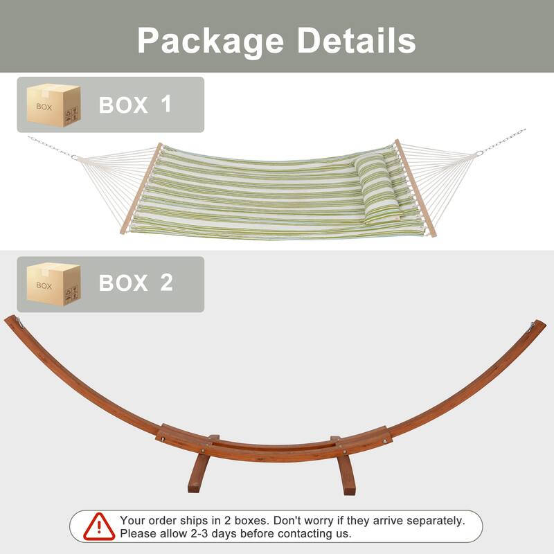 Double Spreader Bar Hammock With 13.5 ft. Wooden Stand - 162*55.1*48.8