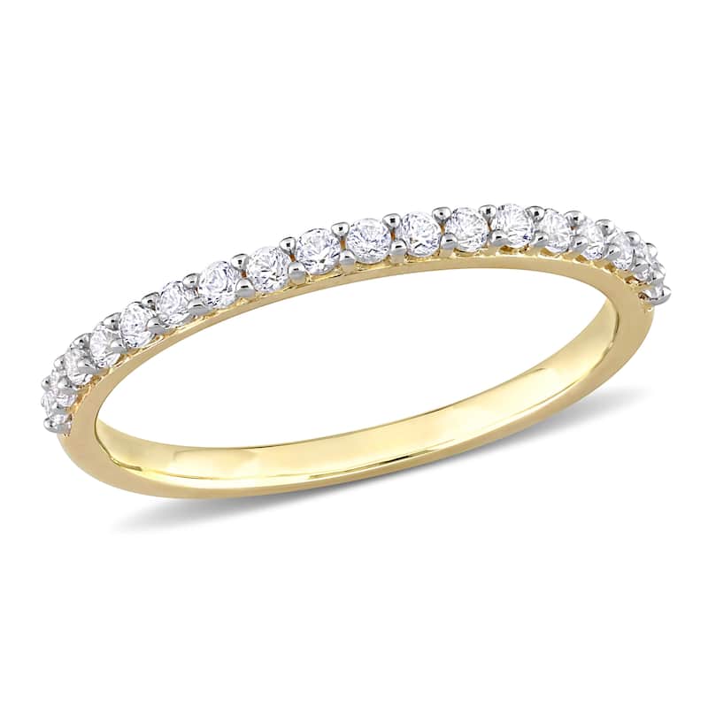 Miadora Created White Sapphire Stackable Anniversary Wedding Band in 10k Yellow Gold