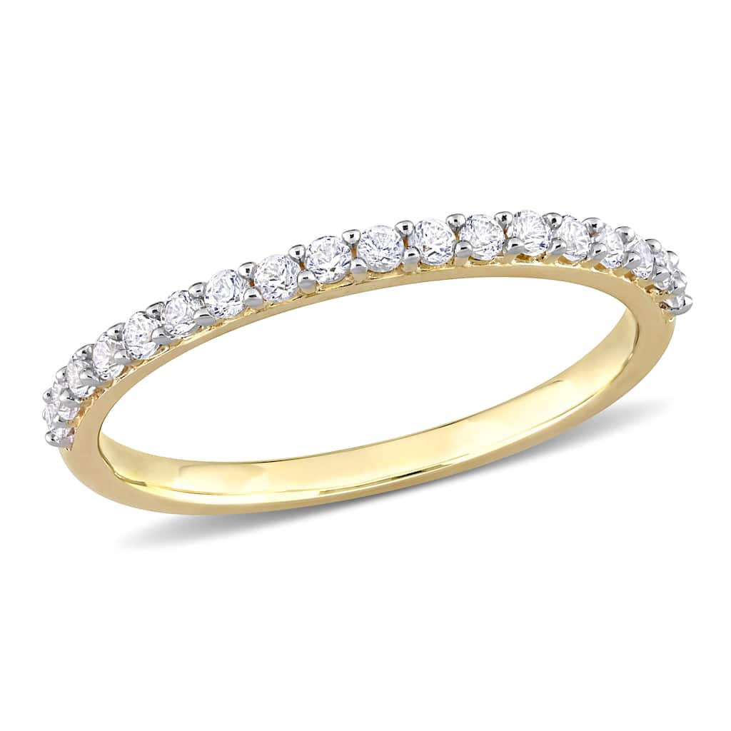 Miadora Created White Sapphire Stackable Anniversary Wedding Band in 10k Yellow Gold