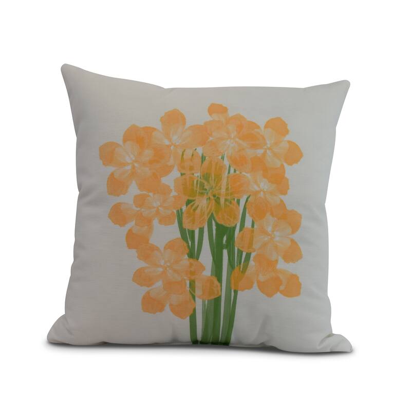 16 x 16 Inch Florpalida Floral Print Outdoor Pillow - Yellow