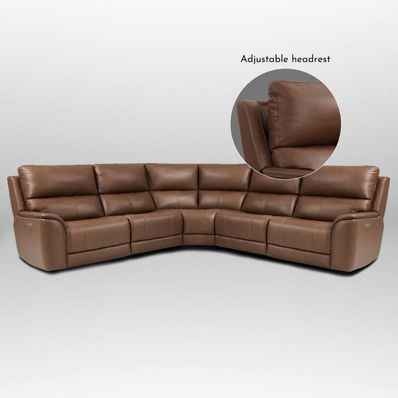 123" W Premium Genuine Leather Triple-Power Double Width Sectional Sofa with Zero Gravity and 1 Power Armless Chair