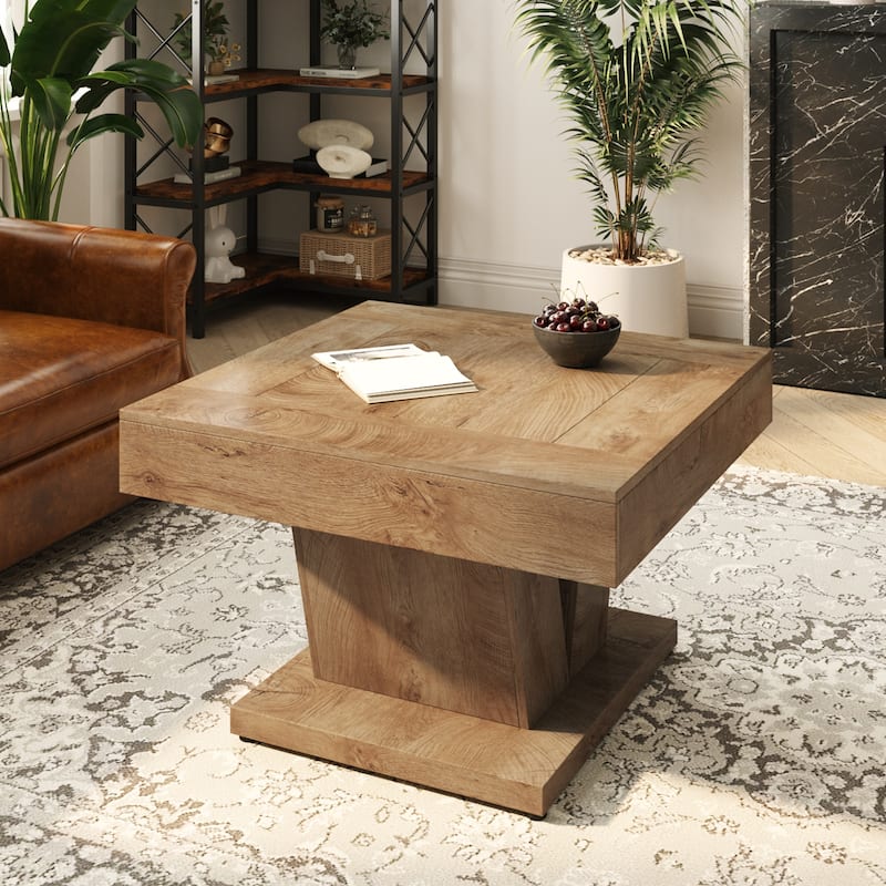 31.5 Inches Wood Coffee Table Square Center Cocktail Tea Table