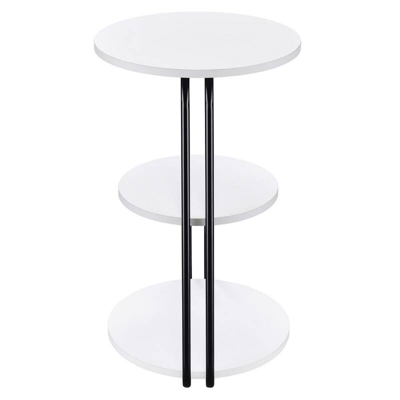 15.75 in. White and Black Round Wood End Table, Sturdy Build End Side Table for Living Rooms