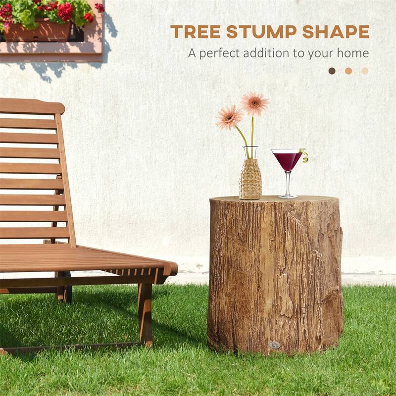 Tree Stump Shape Side Table with Adjustable Foot Pads