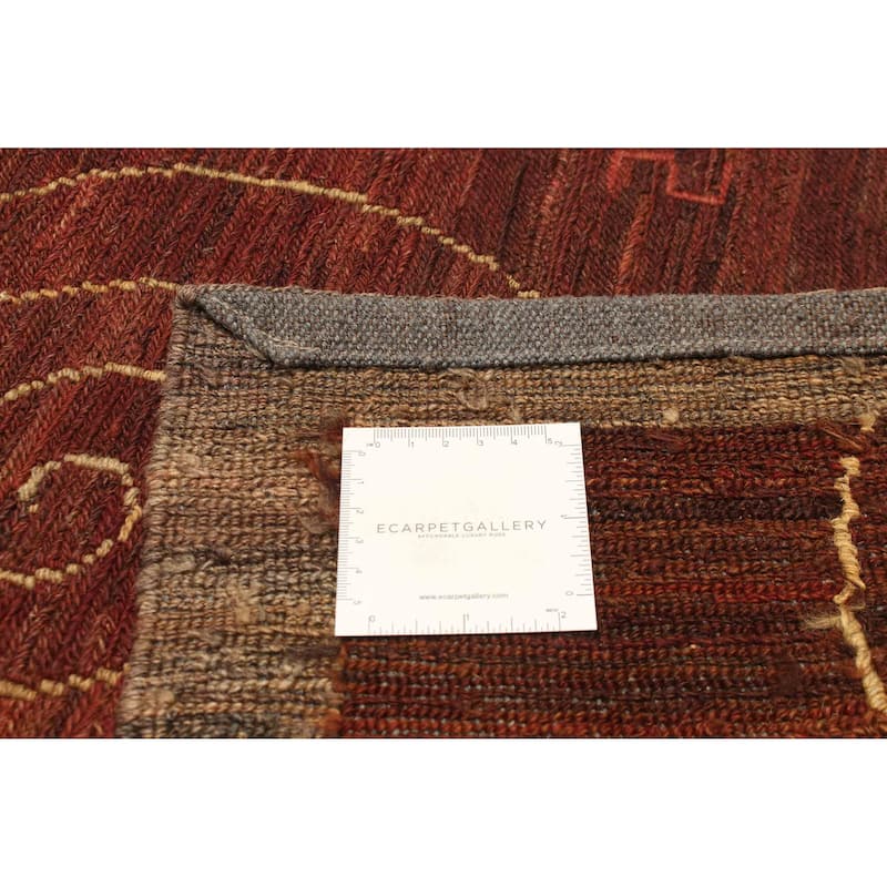 ECARPETGALLERY Flat-Weave Natural Burgundy Wool Tapestry Kilim - 5'5 x 7'1