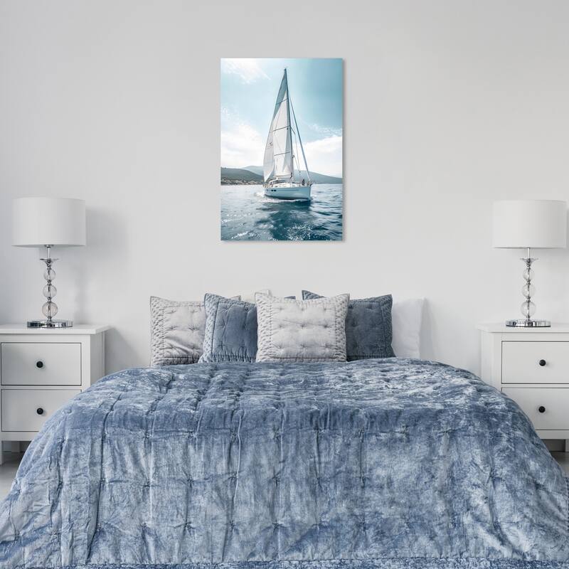Wynwood Studio Canvas Transportation Sea Life Pleasures Blue and Nautical & Coastal Wall Art Canvas Print