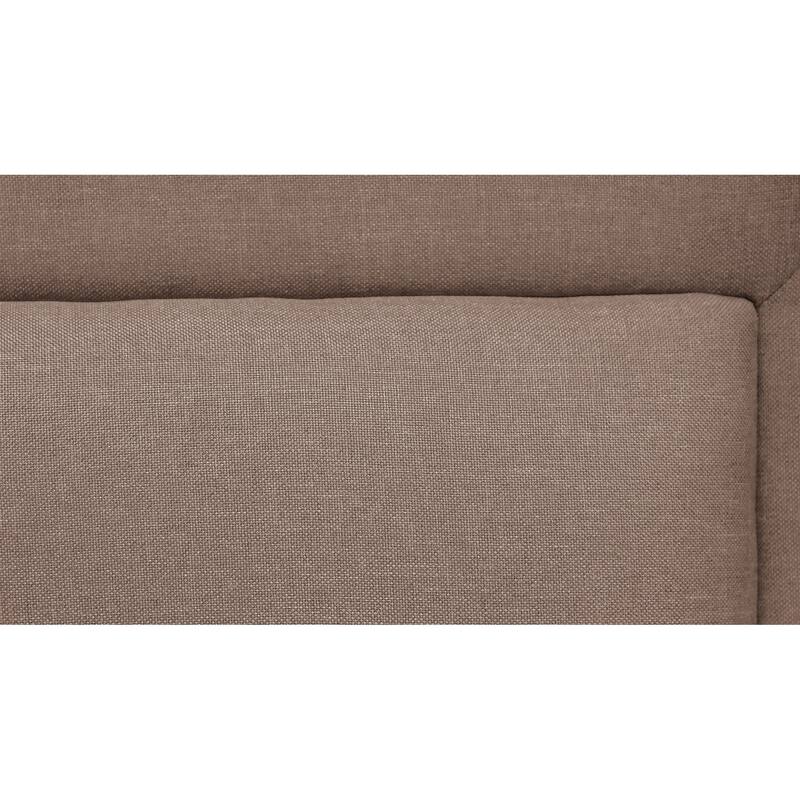 Liam Full Bed, Brown Polylinen Upholstered Bed, Horizontal Tufted Headboard