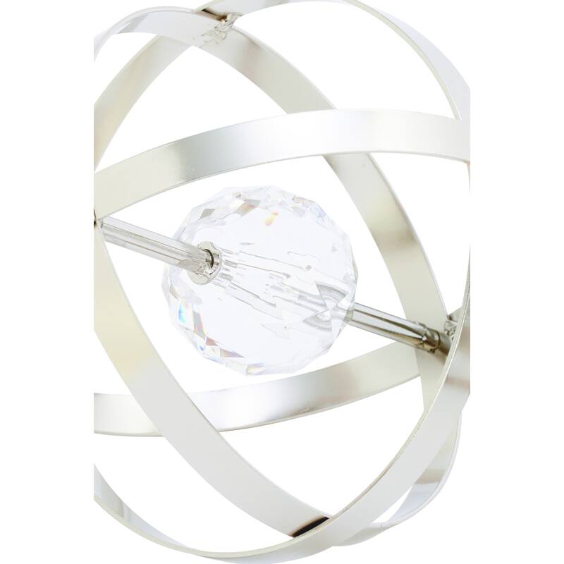 Gold or Silver Metal Orb Geometric Decorative Sculpture with Acrylic Center (Set of 3)