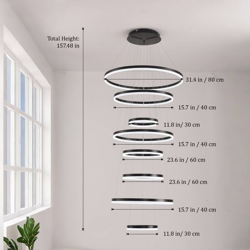 Modern LED Ring chandelier Large High Ceiling Chandelier