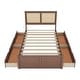preview thumbnail 21 of 46, Rattan Platform Bed Frame with 4 Storage Drawers and Wooden Rattan Headboard for Kids, No Box Spring Needed