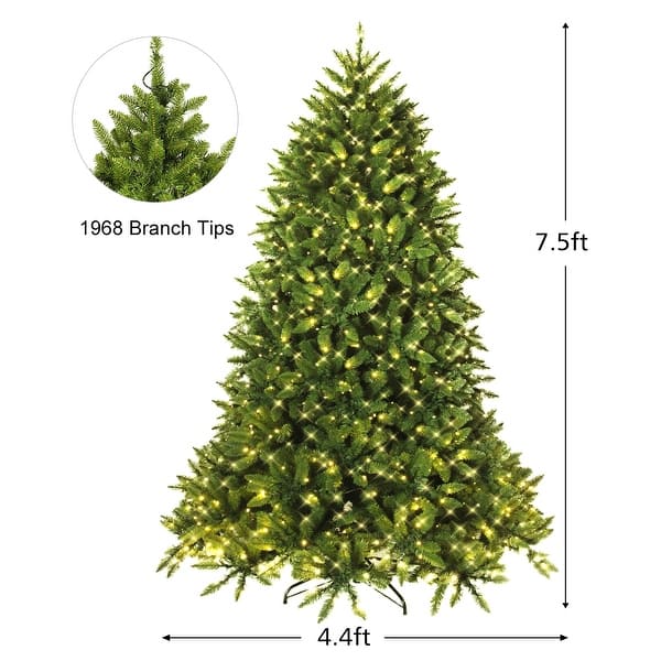 Costway 7.5ft Pre-lit PVC Christmas Fir Tree 8 Flash Mode - 7.5 FT