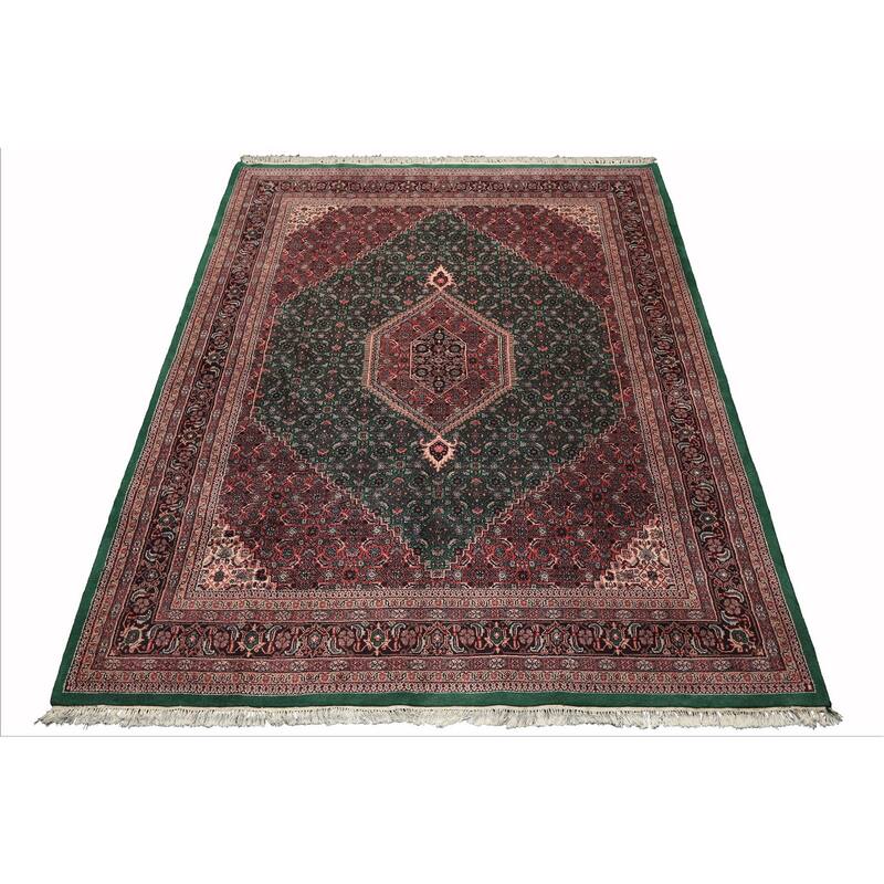 7'11''x10'10'' Hand Knotted Wool Emerald Taabriz Medallion Plush Pile Area Rug - 7' 11'' x 10' 10''