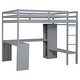 preview thumbnail 9 of 24, Wood Loft Bed Frame with Storage Shelves,1 Cabinet and 2 Drawers,Full Size
