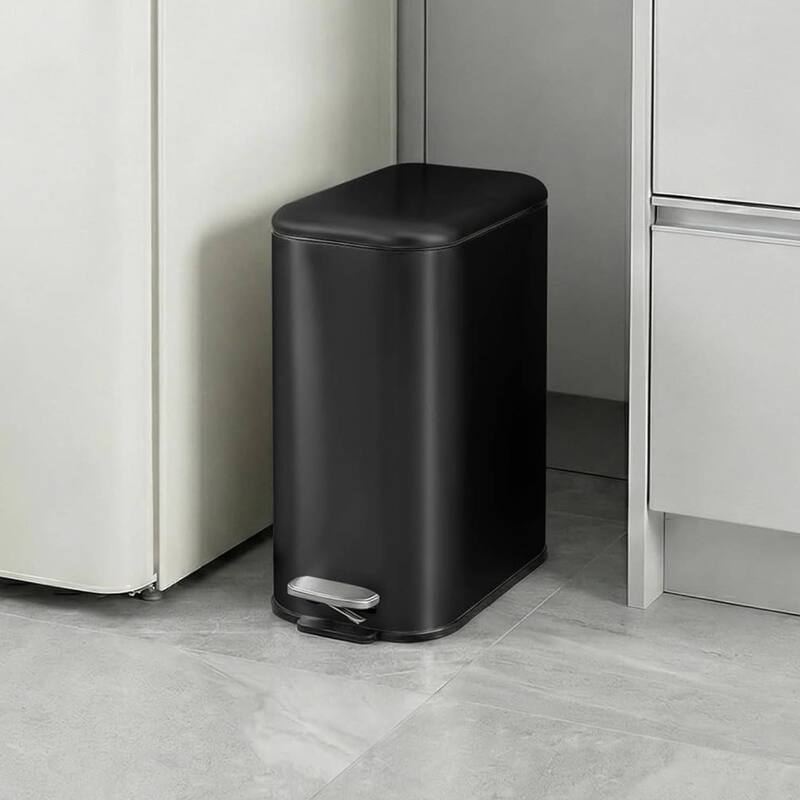 1.3 Gallons Trash Can, Step Garbage Can for Bathroom, Bedroom, Office, Kitchen - Black