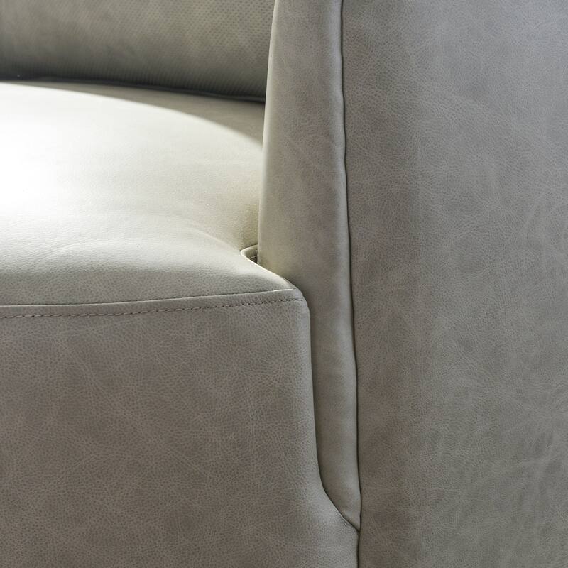 KINWELL 100% Top Grain Genuine Leather Swivel Armchair with Pillow