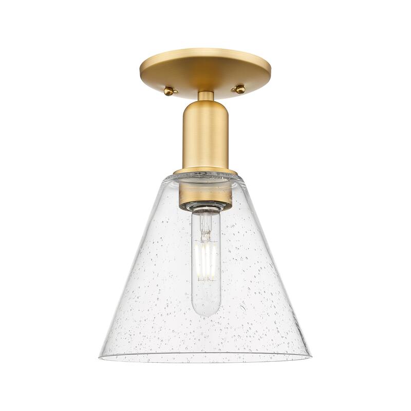 Innovations Lighting Endless Possibilities Arcadia - Berkshire Glass - 1 Light 8" Semi-Flush Mount - Satin Gold/Seedy