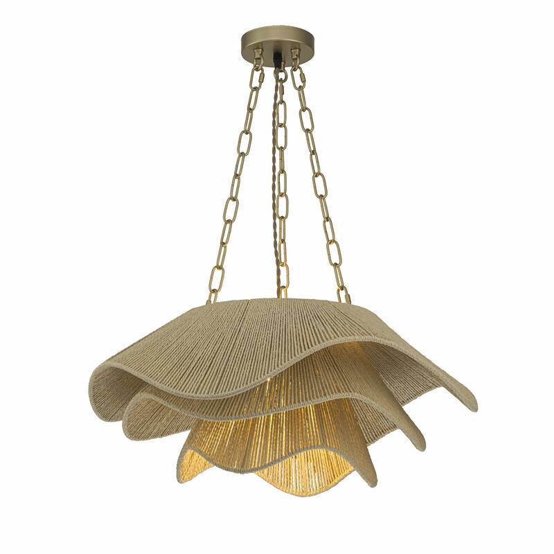 Alana 1-Light Rattan Tiered Pendant, Coastal Boho - Handwoven - 23" Wide