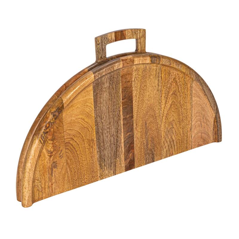 Mango Wood and Stainless Steel Folding Cheese and Serving Board - 26.0"L x 23.5"W x 1.0"H