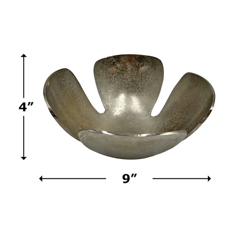 9 Inch Wide Decorative Handmade Aluminum Clover Leaf Bowl - 9 x 9 x 4 in