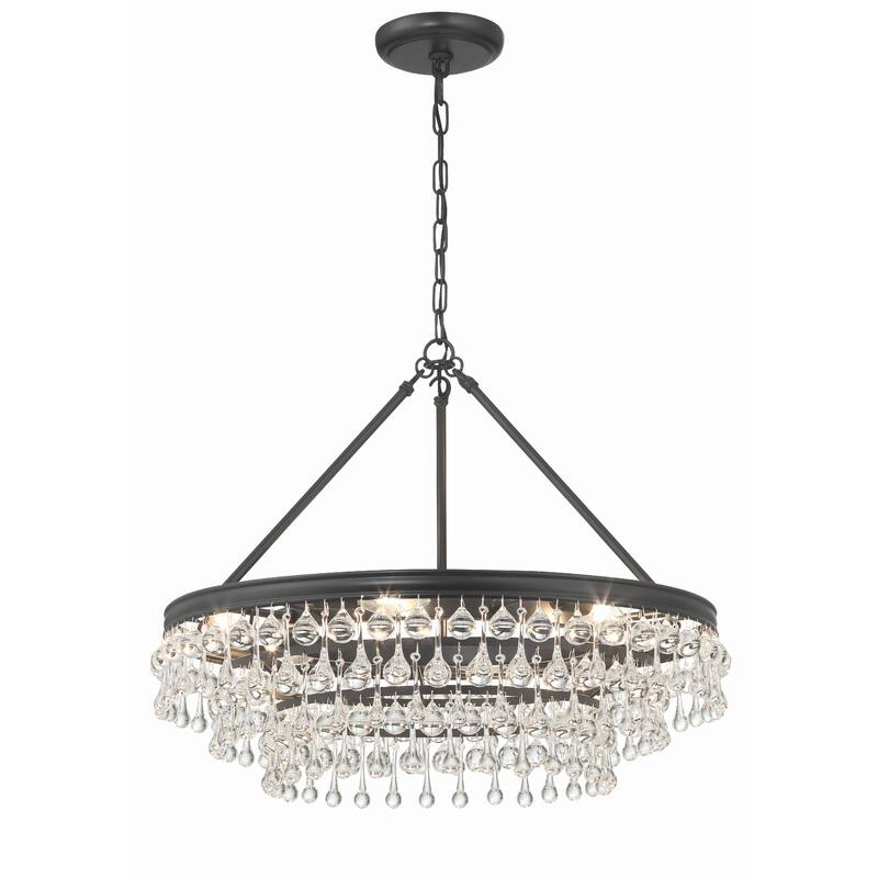 Calypso 6 Light Matte Black Chandelier - 25"W x 19.75"H x 25"D