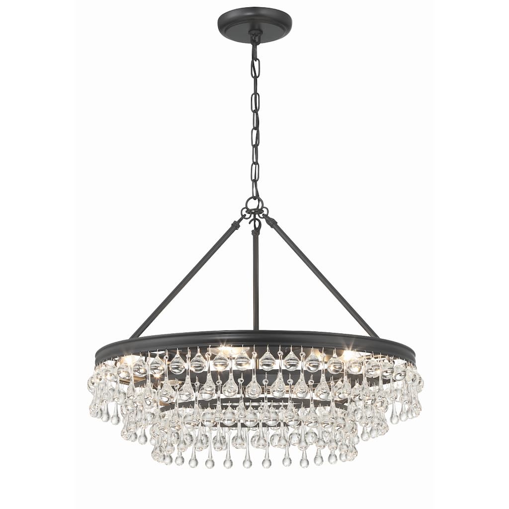 Calypso 6 Light Matte Black Chandelier - 25"W x 19.75"H x 25"D