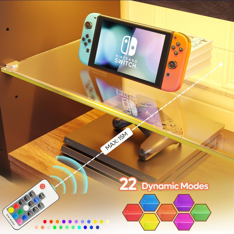 70 inch TV Stand 20 Color RGB Light Entertainment Center