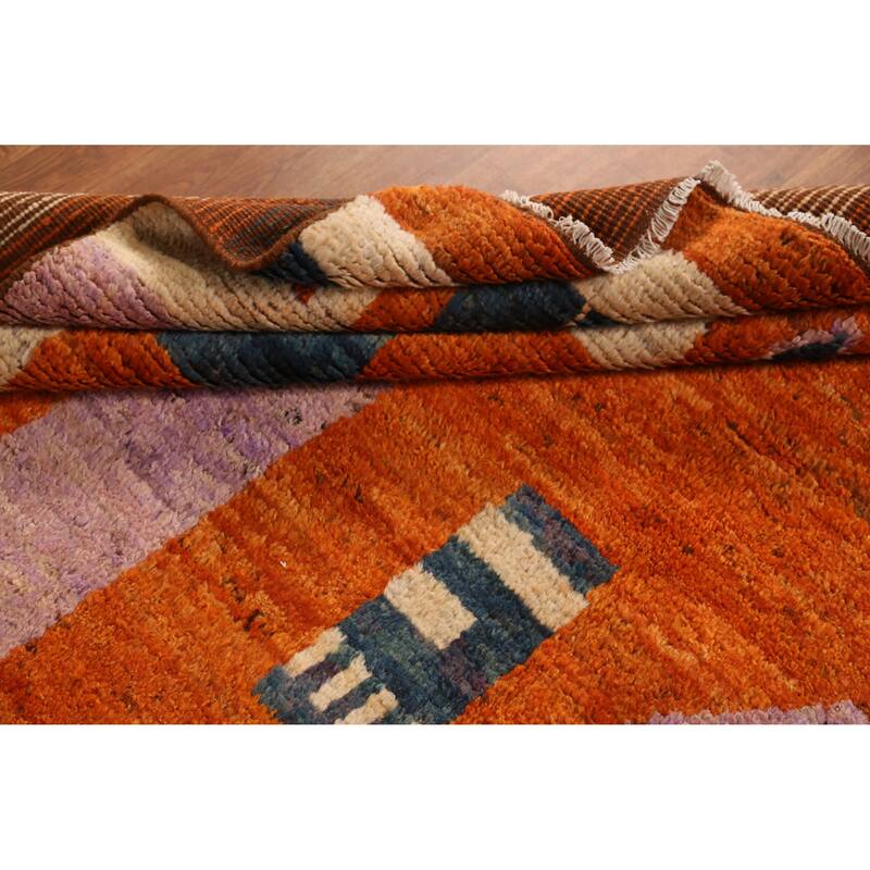 Moroccan Oriental Area Rug Handmade Orange Wool Carpet - 8'2" x 10'1"