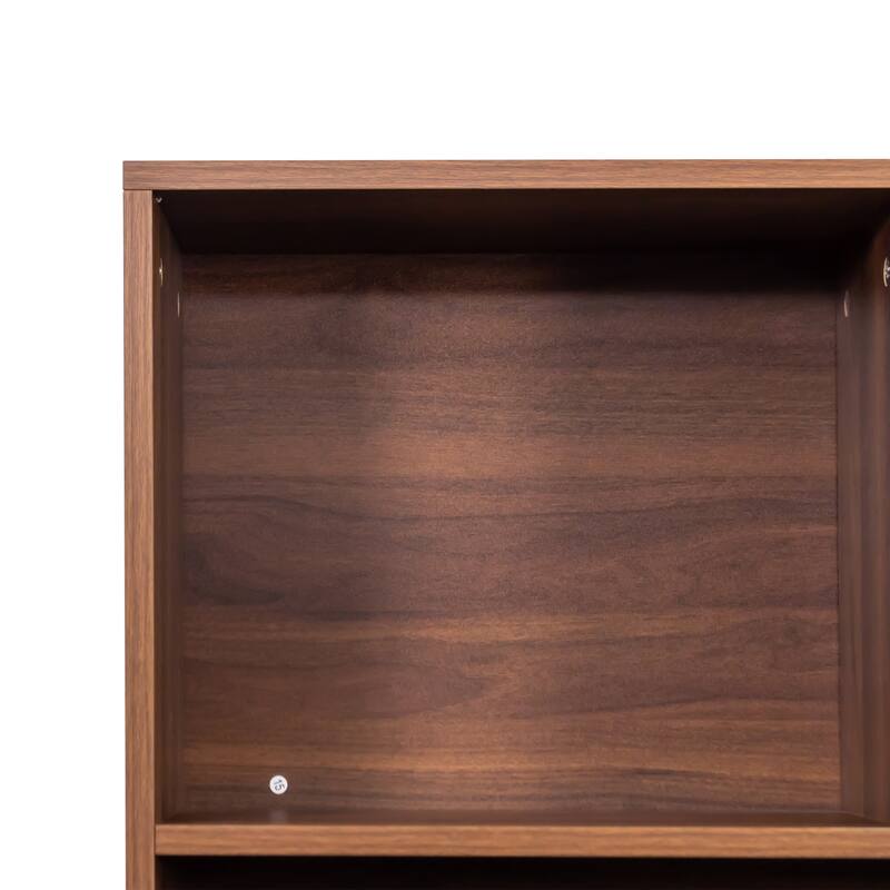 70.87" Tall Wood Bookshelf with 10 Cubes, Mid Century Modern Display Cabinet Open Bookcase with Storage Cabinet for Living Room