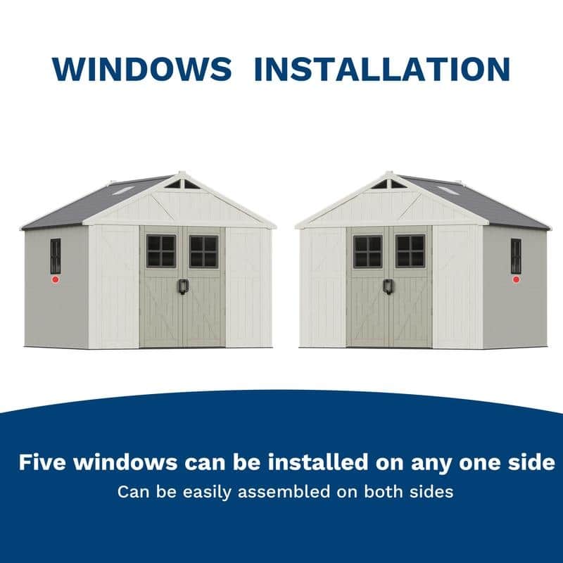 Patiowell 10 X 8 FT&10 X10 FT &10 X12 FT 10 X14 FT Resin Outdoor Storage Shed With Floor ,Weather Resistant Shed for Garden
