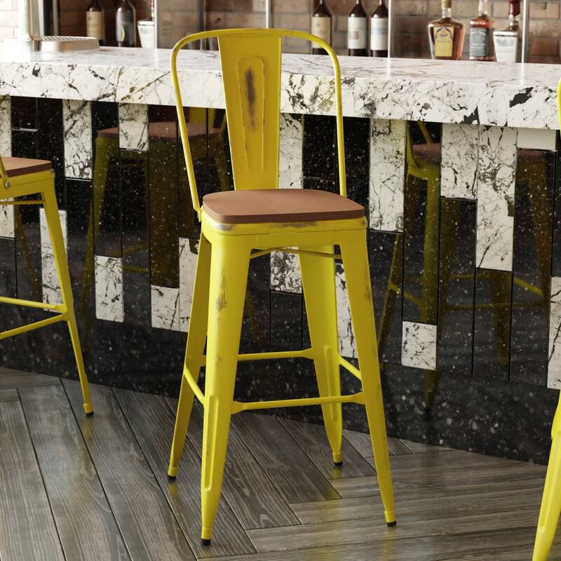 All-Weather Bar Height Stool with Poly Resin Seat