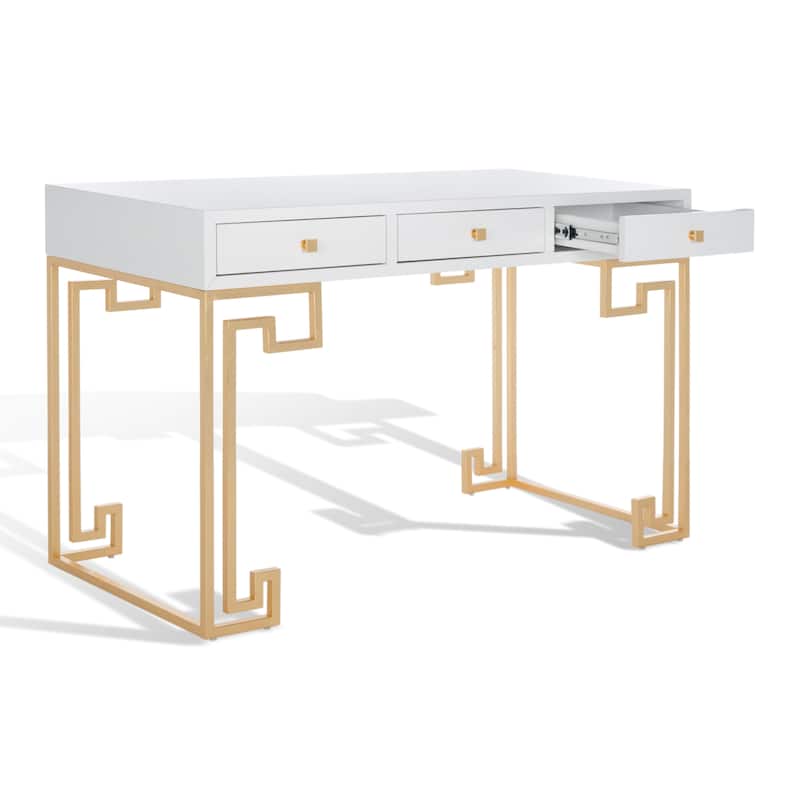 SAFAVIEH Couture Aiman Lacquer White/ Gold Writing Desk