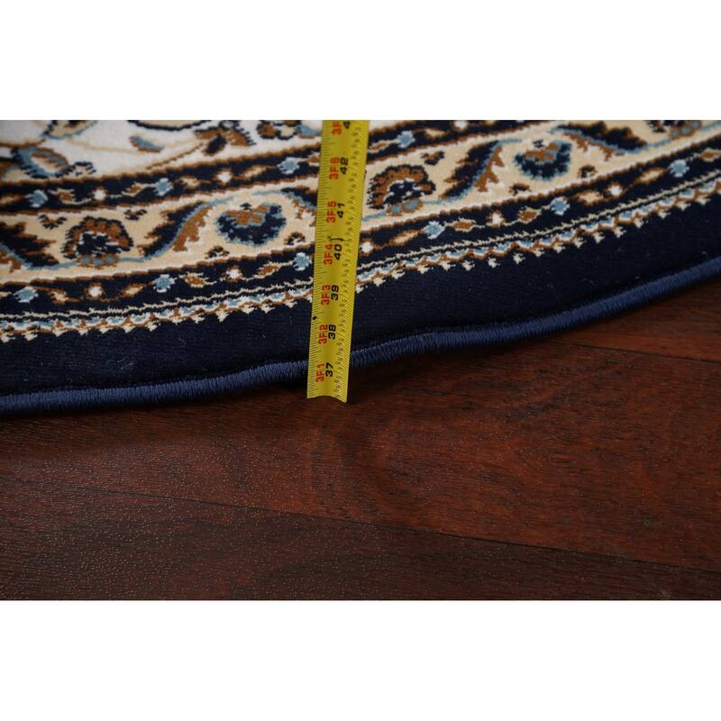 Navy Blue Floral Oriental Traditional Tabriz Area Rug Turkish Carpet