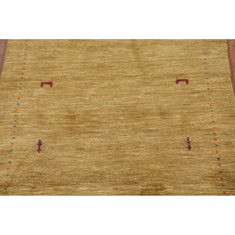 Tribal Gabbeh Indian Accent Rug Handmade Yellow Wool Carpet - 3'0"x 5'3"
