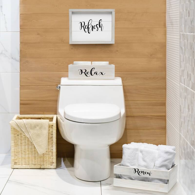 Elegant Designs Three Piece Decorative Wood Bathroom Set