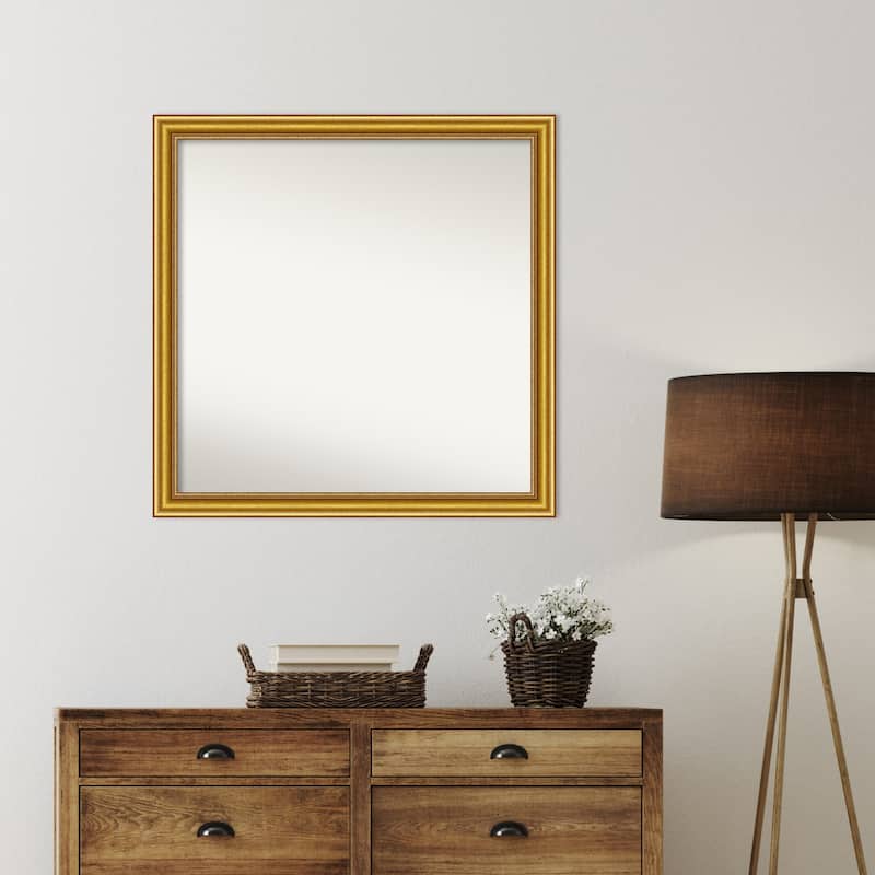 Townhouse Gold Framed Non-Beveled Custom Wall Mirror, Bathroom Vanity Mirror