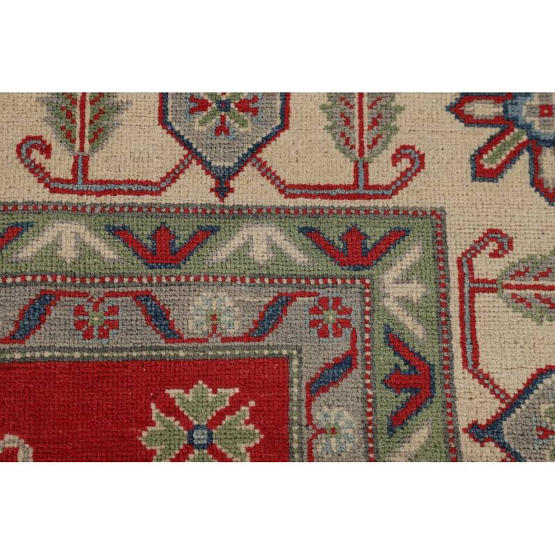 Traditional Red Geometric Kazak Oriental Area Rug Handmade Wool Carpet - 8'1" x 10'0"