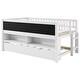 preview thumbnail 4 of 22, Twin Size Loft Bed, Wood Low Loft Bed with Storage Shelves, Blackboard, Trundle and Ladder Wooden Bed Frame No Box Spring Needed