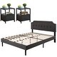 preview thumbnail 40 of 49, VECELO 3-Pieces Modern Upholstered Bed with Height Adjustable Headboard and Nightstands Sets