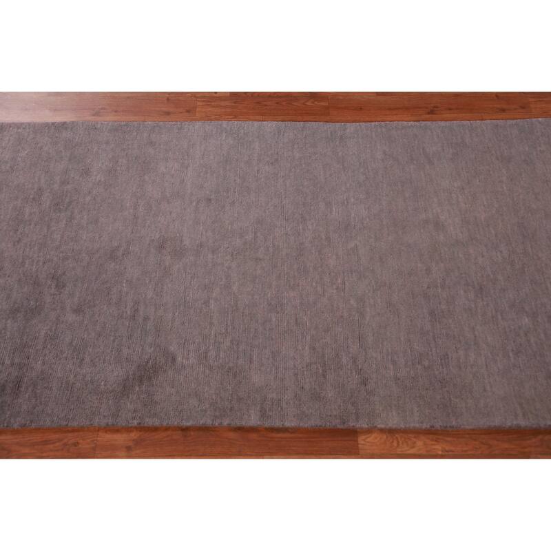Hand Knotted Oriental 100% Wool Carpet Modern Solid Purples Gabbeh Runner Rug - 10' 2'' X 3' 0''